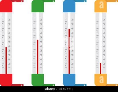 Outdoor colorful thermometer set on transparent background Stock Vector