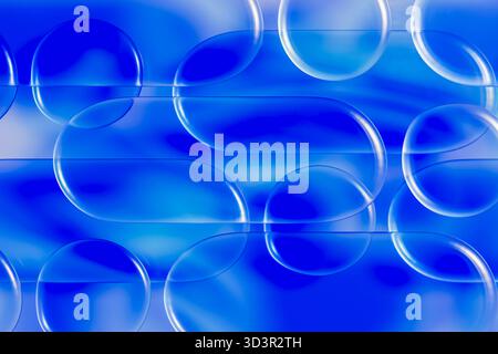 A captivating 3D illustration of transparent bubbles in a glass medium, showcasing a modern and dynamic interplay of light and shadow, perfect for cre Stock Photo