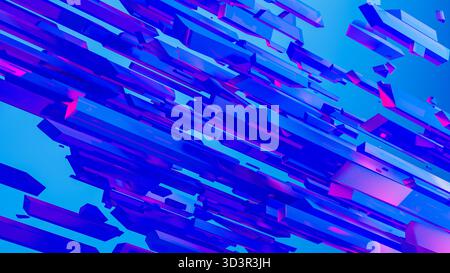 This artwork features an abstract background composed of 3D geometric shapes, showcasing a blend of colors in a modern design. Stock Photo
