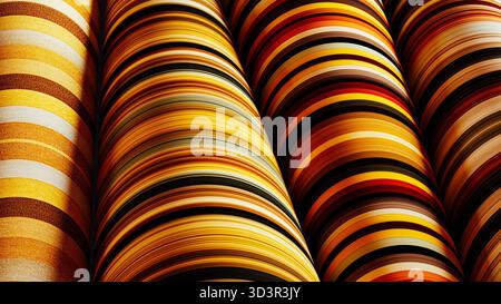 Colorful vintage background features intertwining circles and tubes, creating a lively, abstract scene that draws the eye and sparks imagination. Stock Photo