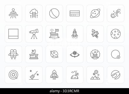 Explore 24 Bold Line Display Perfect vector icons in High Resolution resolution inspired by Space. Perfect for web and app interfaces. Stock Vector