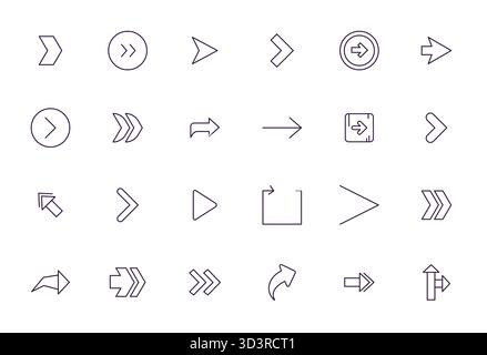 Premium collection of 24 Bold Line vector icons for Next Page, meticulously crafted in Retina Ready Detail Enhanced resolution for superior visual imp Stock Vector