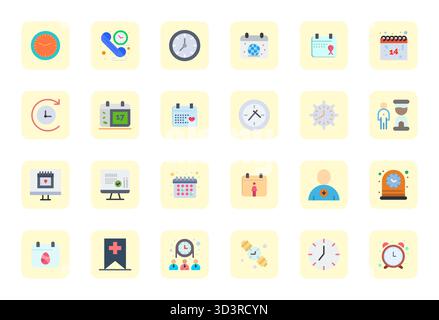 Essential pack of 24 Pixel Optimized vector icons for Appointment in Flat format, sized at 64x64 for optimal performance and scalability. Stock Vector