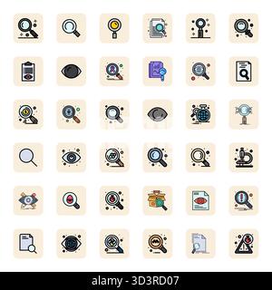 Thoughtfully designed 36 vector icons themed around Examine, crafted in LineFilled with High Resolution Editable precision for contemporary design nee Stock Vector