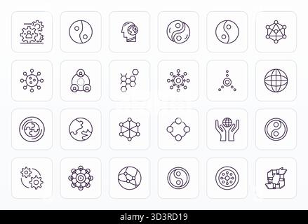 A clean collection of 24 Bold Line vector icons representing Interconnectedness, designed in 64x64 Pixel Optimized format for modern dashboards and in Stock Vector