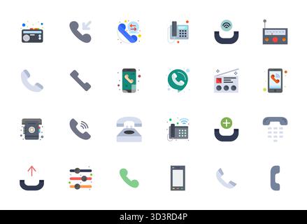 Unlock 24 Flat Detail Enhanced vector icons inspired by Dial, optimized in Retina Ready format for flawless display across all devices. Stock Vector