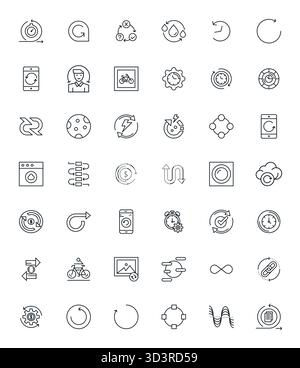 Contemporary collection of 42 vector icons representing Cycle in Bold Line aesthetic, featuring 128x128 PIXEL Perfect resolution for modern applicatio Stock Vector