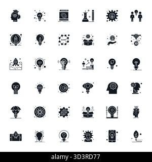 This set of 36 Filled vector icons captures Innovation themes in 128x128 Detail Enhanced quality, perfect for tech and business applications. Stock Vector