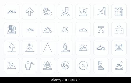 Meticulously crafted 28 Thin Line vector icons for Elevation, delivered in Retina Ready Pixel Aligned quality for uncompromising design standards. Stock Vector