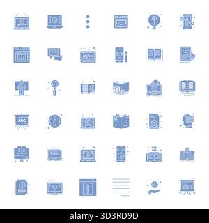Set of 36 Filled Pixel Aligned vector icons themed around Tutorial, crafted in High Resolution resolution for seamless integration in apps and website Stock Vector