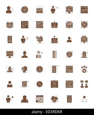 State-of-the-art bundle featuring 42 PIXEL Perfect vector icons inspired by Account Management, created in Filled format at 64x64 for next-generation Stock Vector