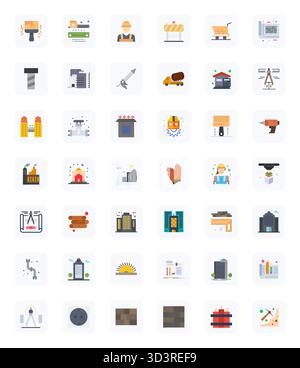 Refined bundle featuring 42 Flat vector icons for Construction, optimized with 128x128 Display Perfect quality for elegant and functional design solut Stock Vector