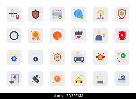 This Reliable vector icon pack includes 24 Flat designs in High Resolution Detail Enhanced format, perfect for enhancing digital interfaces. Stock Vector