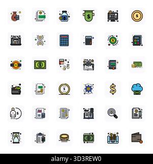 Professionally designed 36 vector icons in LineFilled, capturing the essence of Expense with 256x256 Display Perfect precision for UI design. Stock Vector