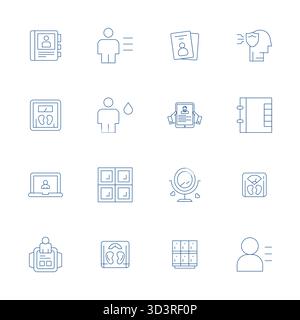 High-performance collection of 16 Thin Line vector icons for Personal, engineered with High Resolution Display Perfect resolution for optimal user int Stock Vector