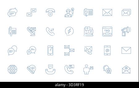 Precision-engineered 28 Thin Line vector icons for Communication Icon, designed at High Resolution Pixel Aligned resolution for exceptional clarity an Stock Vector