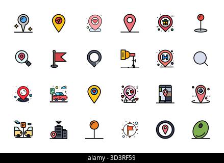 State-of-the-art bundle featuring 24 Detail Enhanced vector icons inspired by Spot, created in Flat Line Filled format at 64x64 for next-generation in Stock Vector