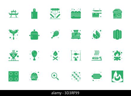 Beautifully rendered 24 Filled Detail Enhanced vector icons for Grill, created at High Resolution resolution for stunning visual consistency across pl Stock Vector