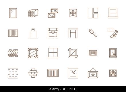 Future-ready pack of 24 vector icons themed around Rectangular, showcasing Bold Line design with 256x256 Grid Fitted clarity for innovative user inter Stock Vector