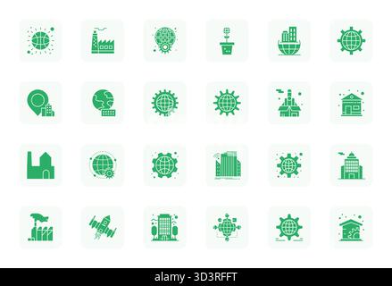 Thoughtfully designed 24 vector icons themed around Enterprise, crafted in Filled with 64x64 Editable precision for contemporary design needs. Stock Vector