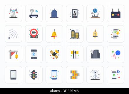 Explore 24 Flat Editable vector icons in Retina Ready resolution inspired by Signal. Perfect for web and app interfaces. Stock Vector