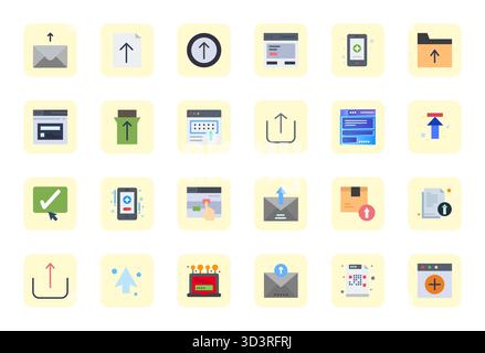 Essential pack of 24 PIXEL Perfect vector icons for Submit in Flat format, sized at 64x64 for optimal performance and scalability. Stock Vector