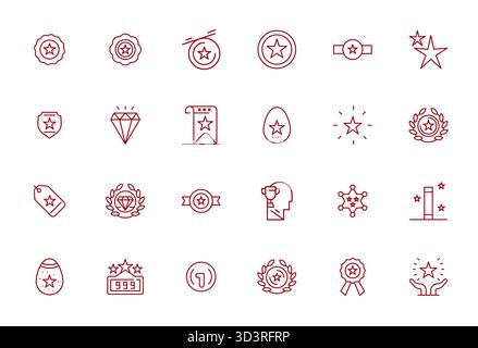 A clean collection of 24 Bold Line vector icons representing Exceptional, designed in High Resolution Editable format for modern dashboards and interf Stock Vector