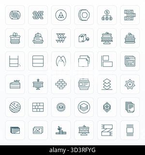 Meticulously crafted 36 Bold Line vector icons for Layered, delivered in 128x128 Detail Enhanced quality for uncompromising design standards. Stock Vector