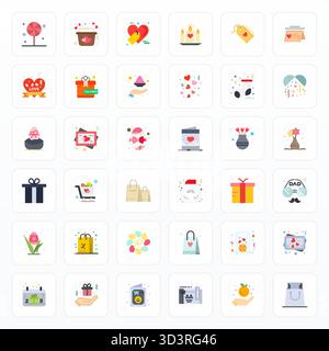 Advanced collection of 36 Pixel Optimized vector icons inspired by Gift, crafted in Flat with 128x128 optimization for superior visual performance. Stock Vector