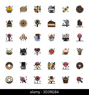 Complete package of 36 vector icons themed around Confectionery, showcasing Line Filled design in Retina Ready Display Perfect quality for modern inte Stock Vector