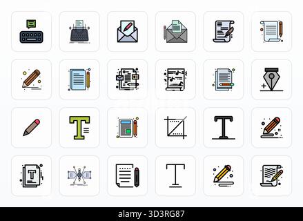 Perfectly balanced 24 Filled Line PIXEL Perfect vector icons for Compose, sized at High Resolution for harmonious integration in digital design projec Stock Vector
