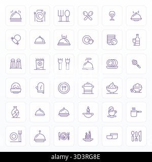 Ultimate collection of 36 vector icons representing Tableware in Bold Line aesthetic, optimized with 256x256 PIXEL Perfect resolution for maximum impa Stock Vector