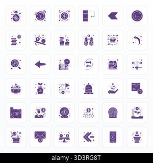 Sophisticated bundle of 36 Glyph vector icons for Return, engineered with 64x64 Detail Enhanced clarity for professional applications. Stock Vector