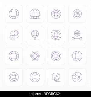 Curated pack of 16 High Resolution vector icons in Thin Line design, centered around Worldwide Communication concepts with Editable clarity. Stock Vector