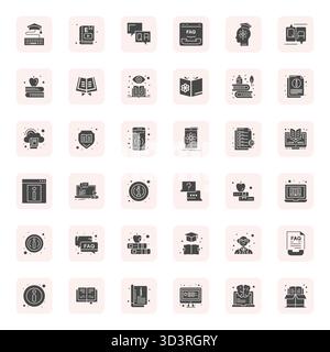 This set of 36 Filled vector icons captures Knowledge Base themes in Retina Ready Pixel Aligned quality, perfect for tech and business applications. Stock Vector