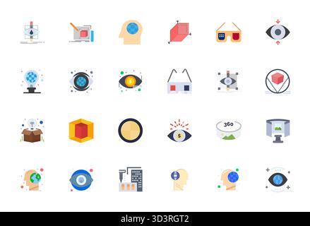 Precision-engineered 24 Flat vector icons for Perspective, designed at High Resolution Grid Fitted resolution for exceptional clarity and scalability. Stock Vector