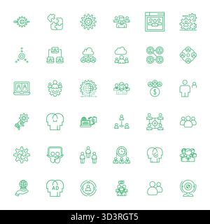 Carefully curated 36 Bold Line vector icons for Collaboration, featuring High Resolution PIXEL Perfect resolution for consistent brand representation Stock Vector