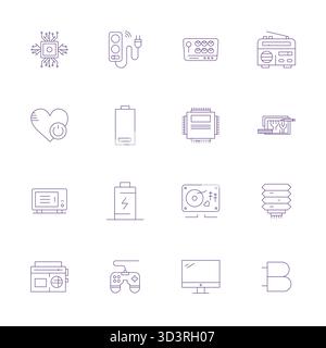 Transform your designs with 16 Thin Line vector icons themed around Electronics, engineered in High Resolution Editable resolution for maximum clarity Stock Vector