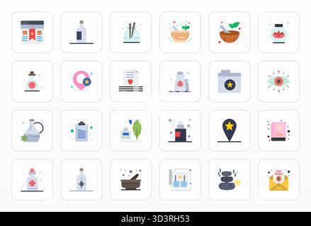 Professionally designed 24 vector icons in Flat, capturing the essence of Essential with 64x64 Pixel Aligned precision for UI design. Stock Vector