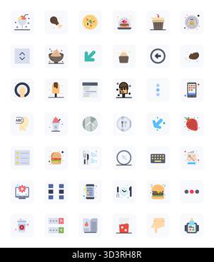 Transform your designs with 42 Flat vector icons themed around Menu, engineered in High Resolution Detail Enhanced resolution for maximum clarity. Stock Vector