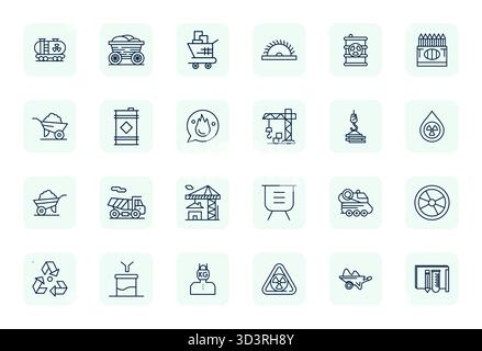 Professional-grade collection of 24 Regular Bold Outline vector icons representing Materials, crafted with 64x64 Display Perfect precision for enterpr Stock Vector