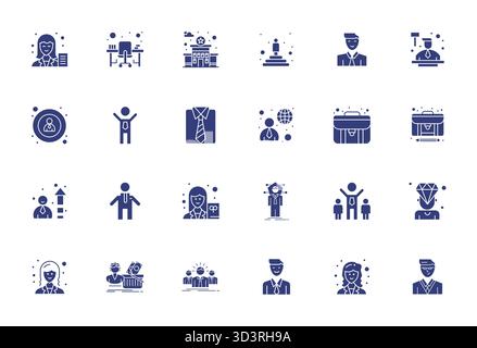 Refined bundle featuring 24 Filled vector icons for Executive, optimized with 256x256 Grid Fitted quality for elegant and functional design solutions. Stock Vector