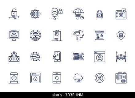 Explore 24 Bold Line Pixel Aligned vector icons in 256x256 resolution inspired by Cybersecurity. Perfect for web and app interfaces. Stock Vector