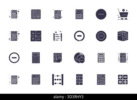 Ultimate collection of 24 vector icons representing Subtract in Filled aesthetic, optimized with 128x128 Editable resolution for maximum impact. Stock Vector