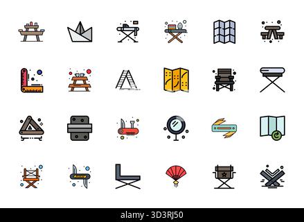 Intelligently designed 24 Grid Fitted vector icons inspired by Folding, created in Line Filled format at 128x128 for smart and efficient design workfl Stock Vector