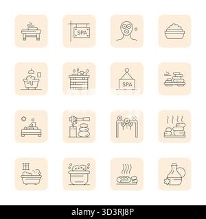 Explore 16 Thin Outline PIXEL Perfect vector icons in High Resolution resolution inspired by Massage. Perfect for web and app interfaces. Stock Vector