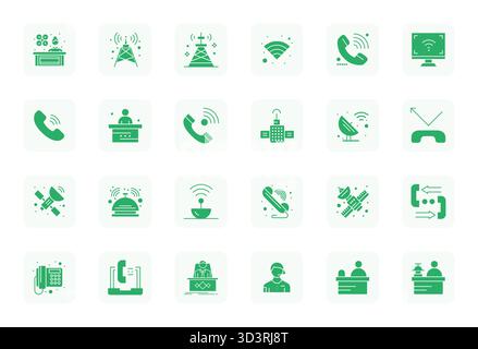 Professionally designed 24 vector icons in Filled, capturing the essence of Reception with 256x256 Pixel Aligned precision for UI design. Stock Vector