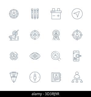Meticulously crafted 16 Thin Line vector icons for Lead, delivered in High Resolution Pixel Optimized quality for uncompromising design standards. Stock Vector