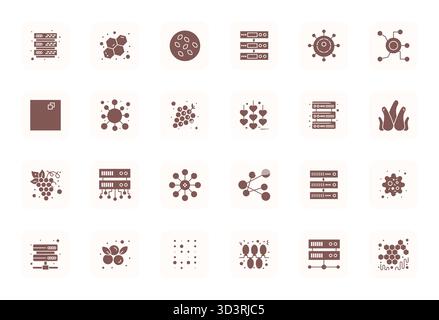 This set of 24 Filled vector icons captures Cluster themes in 256x256 Grid Fitted quality, perfect for tech and business applications. Stock Vector