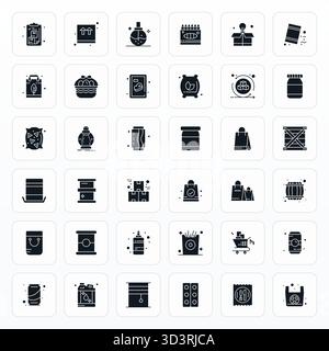 A versatile set of 36 Glyph Detail Enhanced vector icons focused on Packaging, delivered in crisp Retina Ready format ideal for mobile and web applica Stock Vector